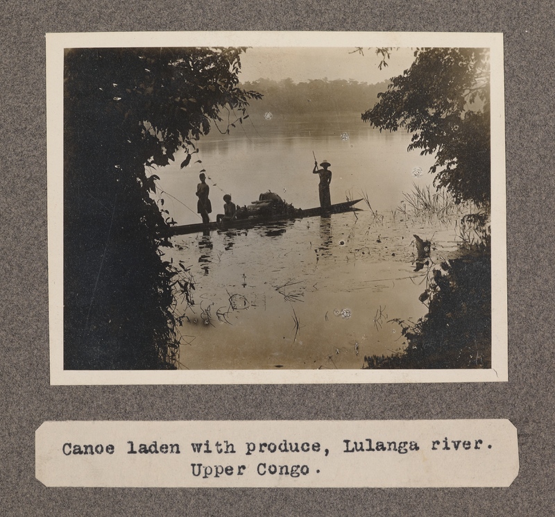 Canoe laden with produce, Lulanga River. Upper Congo