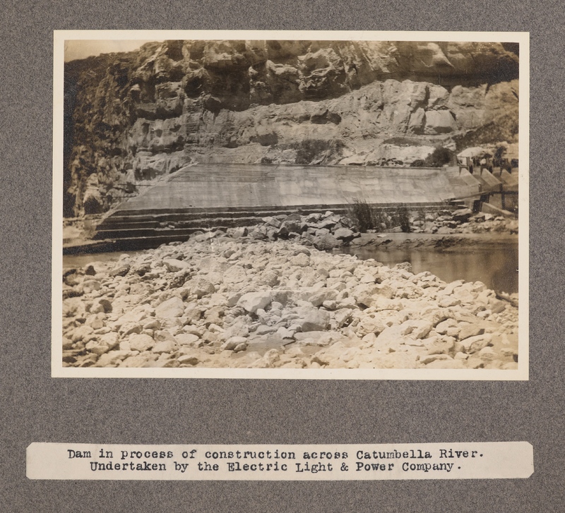 Dam in process of construction across Catumbella River. Undertaken by the Electric Light & Power Company