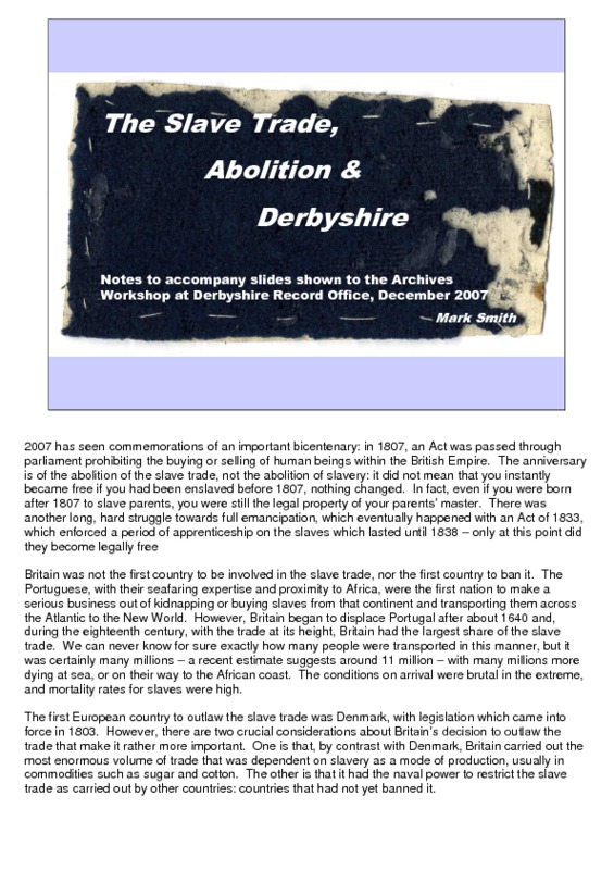 Derbyshire Slavery Project