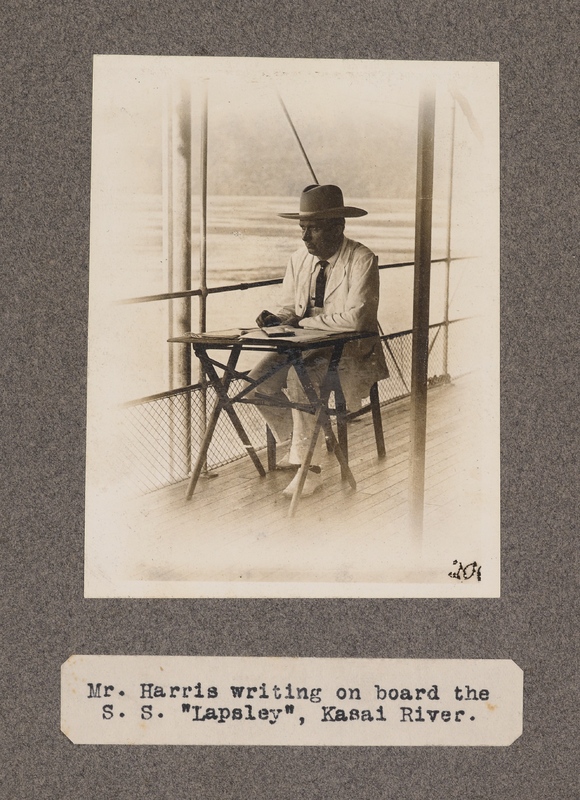 Mr. Harris writing on board the S. S. Lapsley, Kasai River