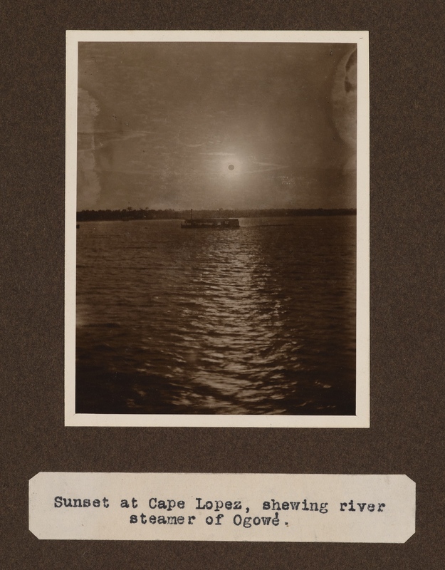 Sunset at Cape Lopez, shewing [sic] river steamer of Ogowé