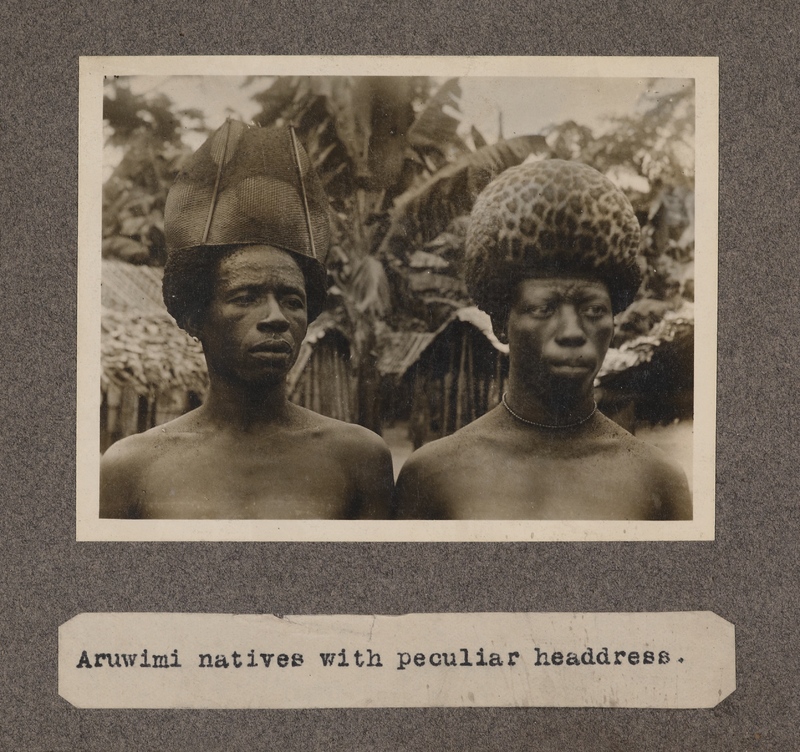 Aruwimi natives with peculiar headdress