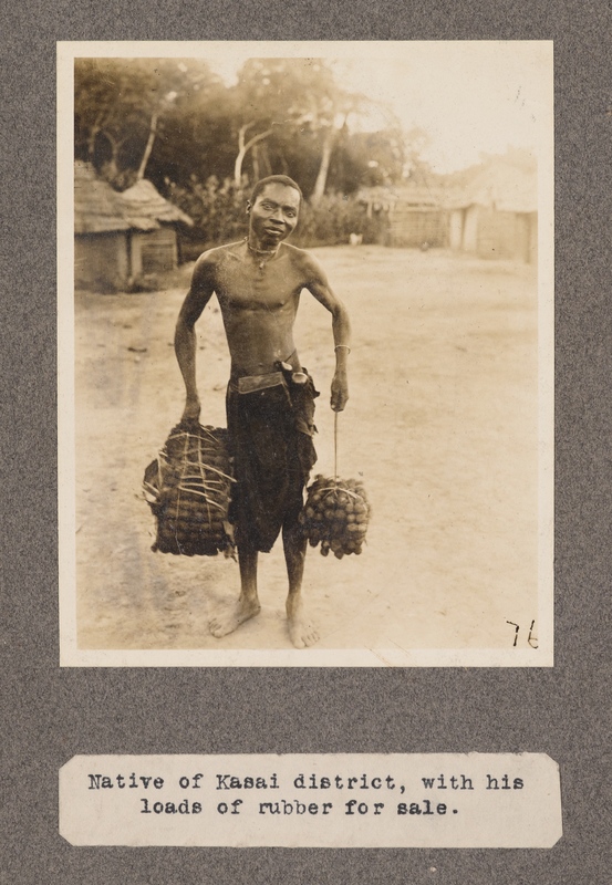 Native of Kasai District, with his loads of rubber for sale