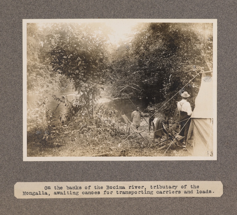 On the banks of the Bocima River, tributary of the Mongalla, awaiting canoes for transporting carriers and loads