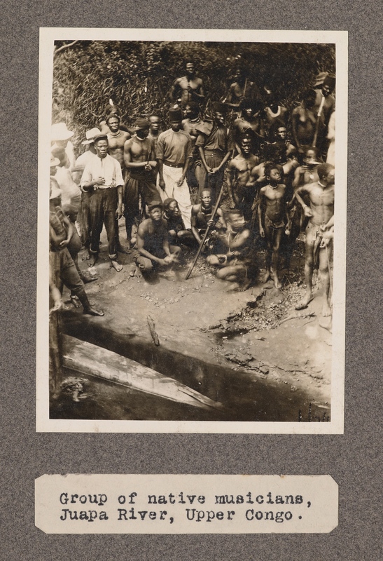 Group of native musicians, Juapa River, upper Congo