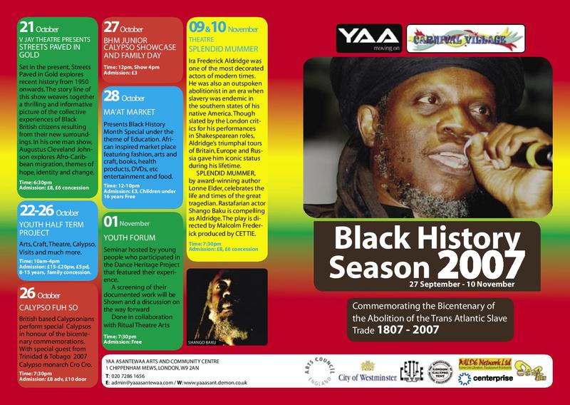 Black History Season 2007: Commemorating the Bicentenary of the Abolition of the Trans Atlantic Slave Trade 1807-2007