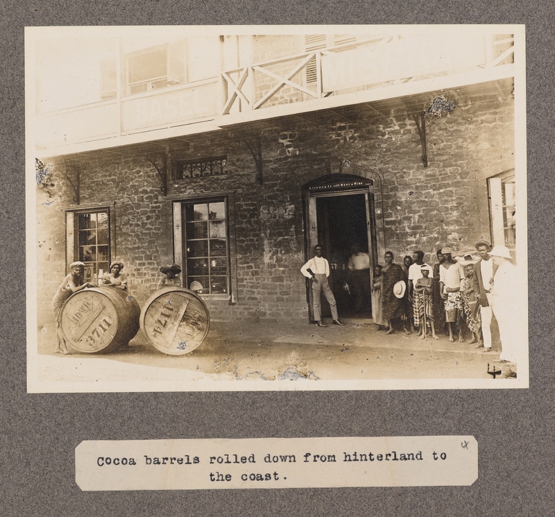 Cocoa barrels rolled down from the hinterland to the coast.