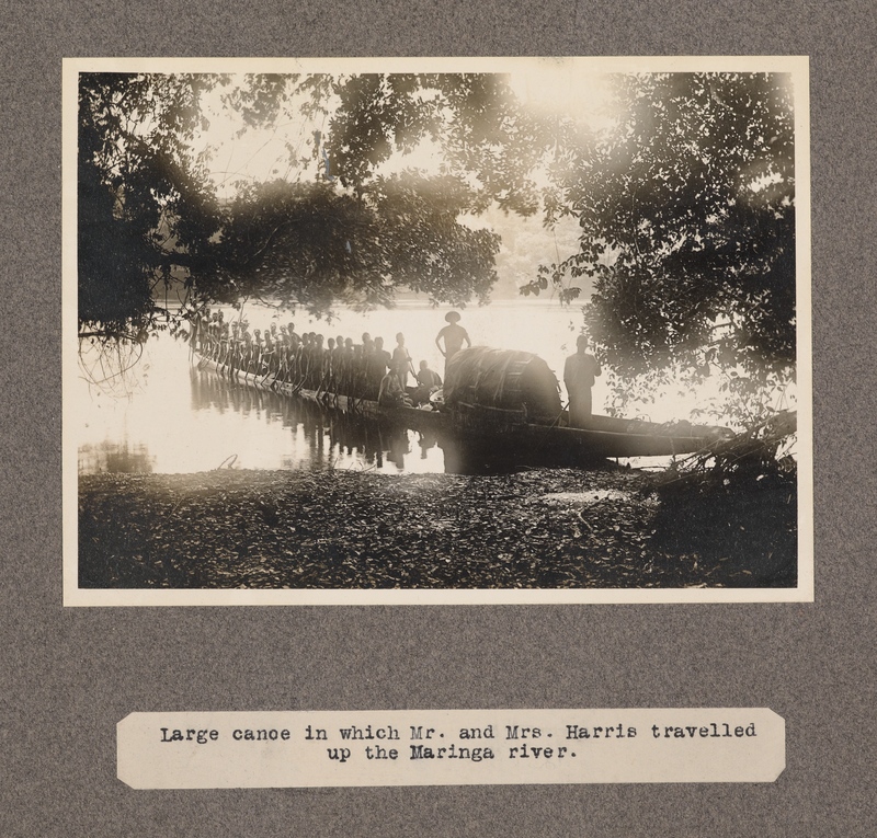 Large canoe in which Mr. and Mrs. Harris travelled up the Maringa River