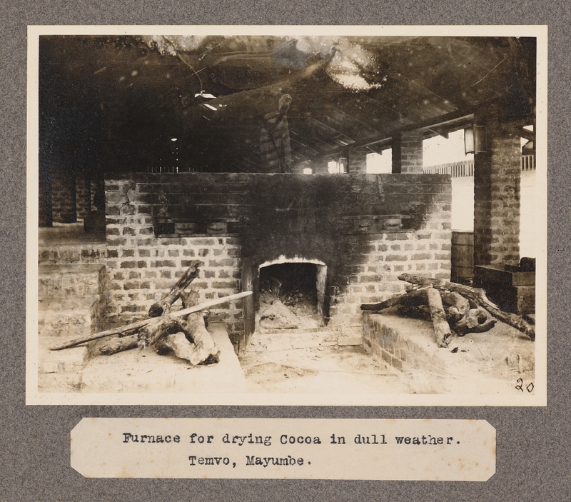 Furnace for drying cocoa in dull weather. Temvo, Mayumbe.