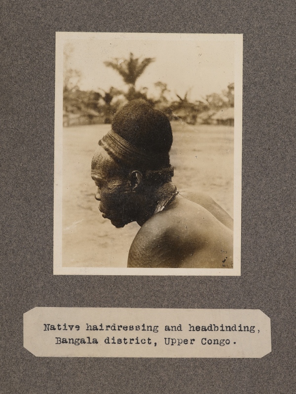 Native hairdressing and headbinding, Bangala District, upper Congo