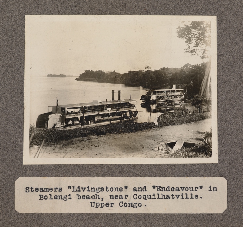 Steamers Livingstone and Endeavour in Bolengi beach, near Coquilhatville. Upper Congo