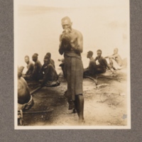 Man smoking pipe made of calabash. Kasai River