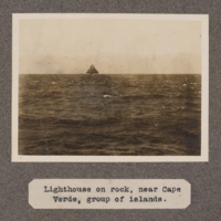 Lighthouse on rock, near Cape Verde, group of islands