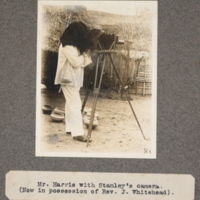 Mr. Harris with Stanley's camera. (Now in possession of Rev. J. Whitehead)