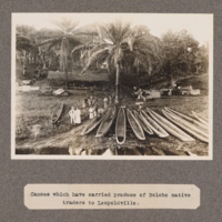 Canoes which have carried produce of Bolobo native traders to Leopoldville