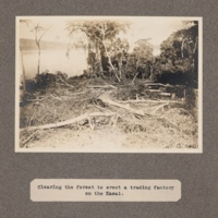 Clearing the forest to erect a trading factory on the Kasai