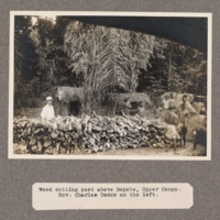 Wood cutting post above Bopoto, upper Congo. Rev. Charles Dodds on the left