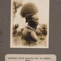 Aruwimi chief wearing hat of monkey skin